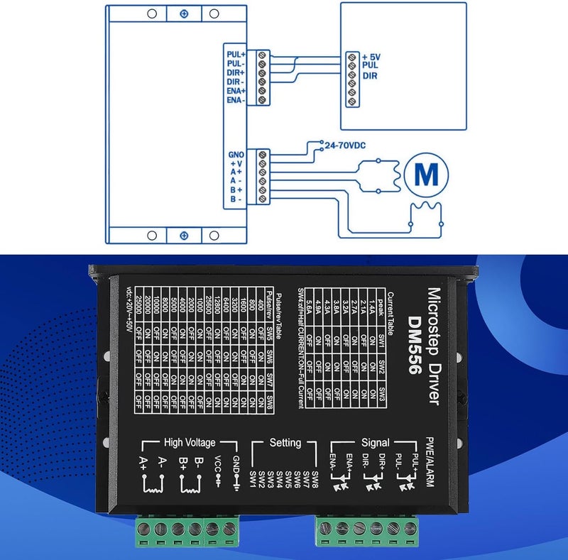 EBYSAICO CNC Digital Stepper Motor Driver DM556 Stepper Motor DM556 DC20-50V 5.6A 2-Phase 128 Subdivision for Nema17/23/34/42/57 Stepper Motors - Image 3